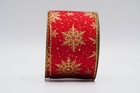 Текстурована стрічка зі сніжинками на дроті_KF7316G-7_червона